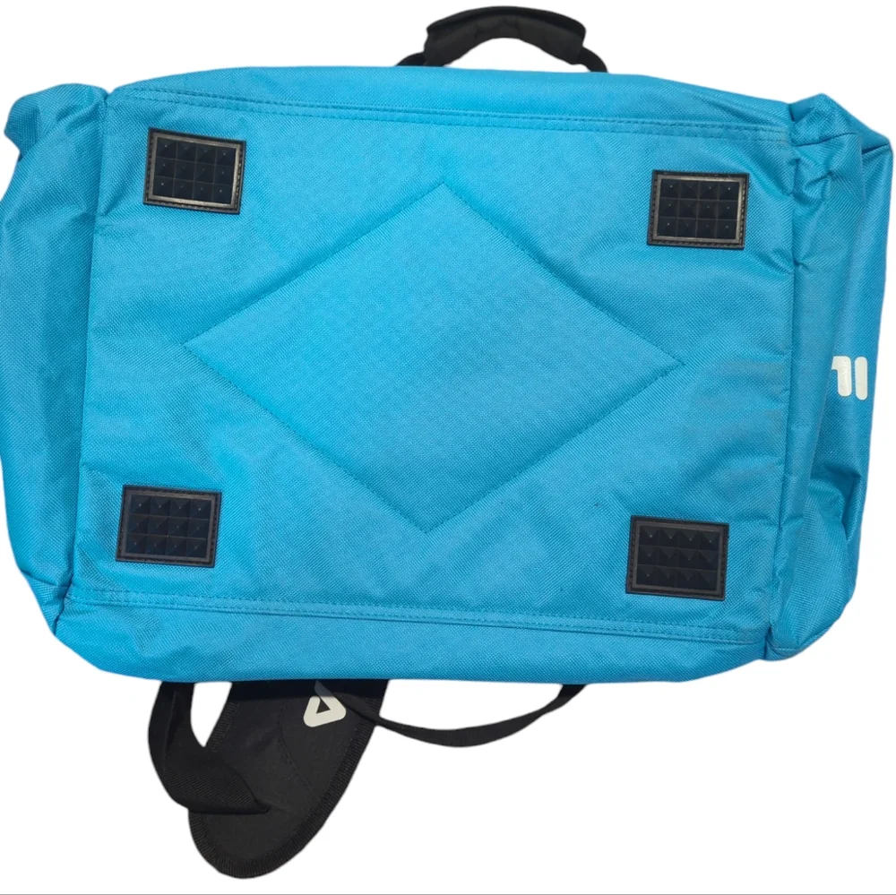 FILA Duffle Sports Gym Travel Bag Black Royal Blue Pockets Compartments Straps